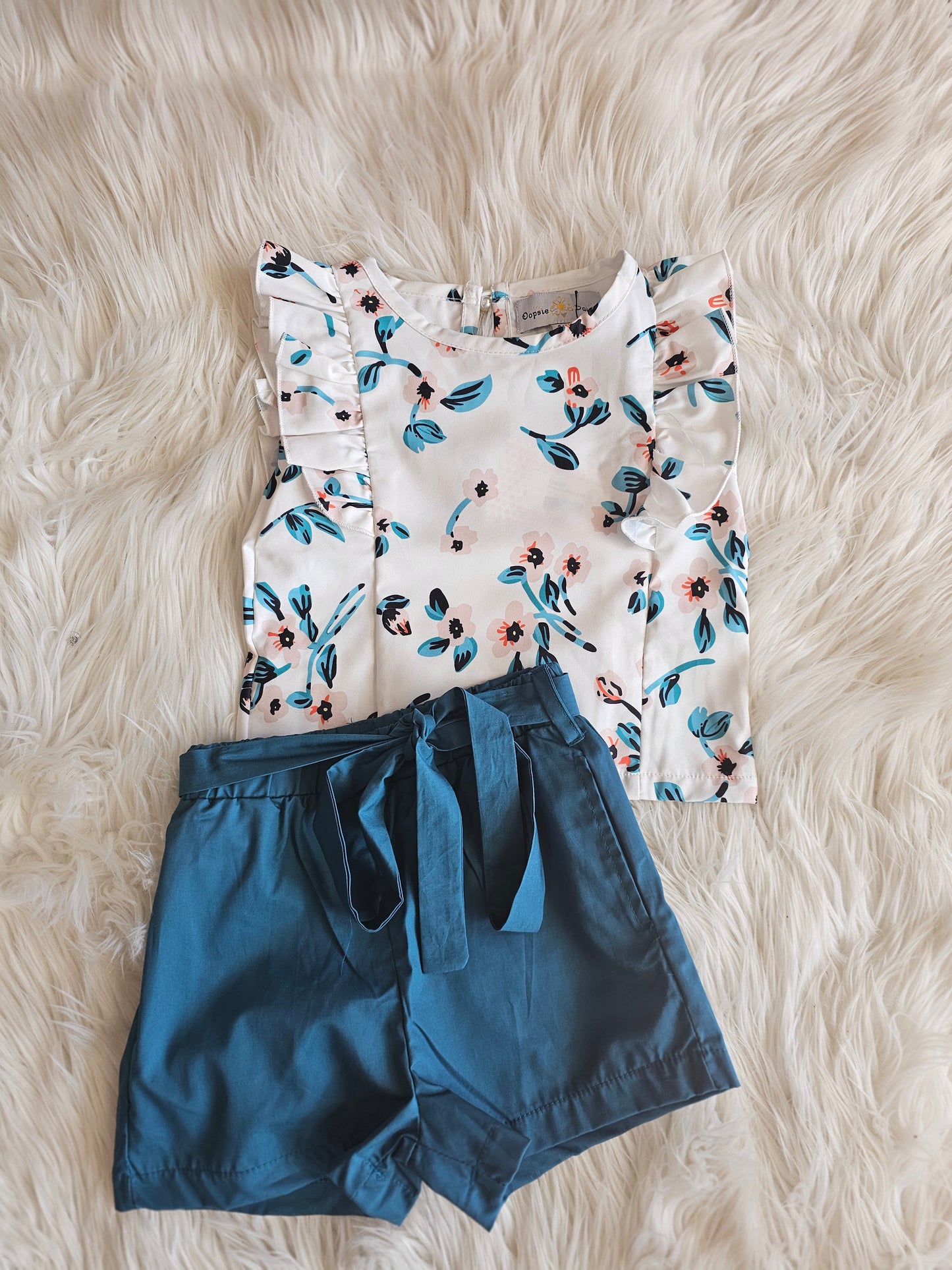 White/Teal Floral Set